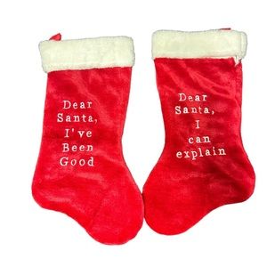Set of 2 17” Red Holiday Reversible Stockings